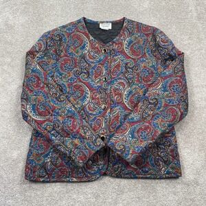 Barclay Square Quilted Paisley Print Button Front‎ Jacket Women's